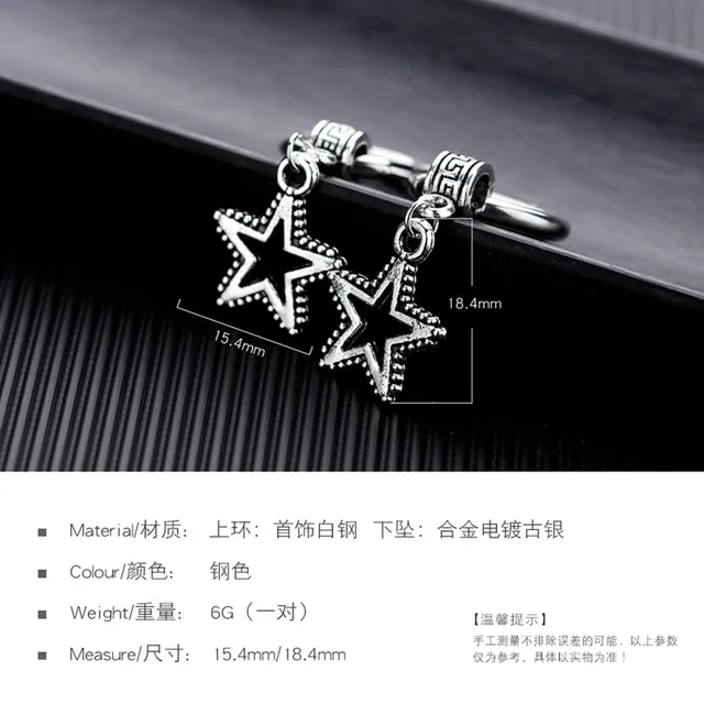 Star earrings on a tray with a 20 millimetre label