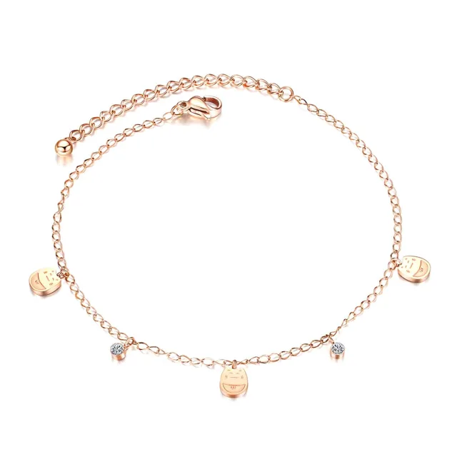 Rose gold disc anklet, full flat lay