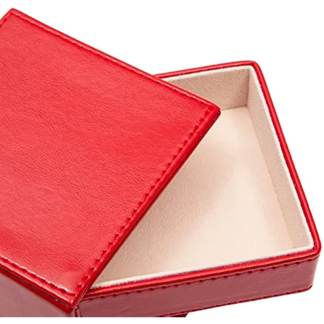 Red tower lid open showing the cream lined tray
