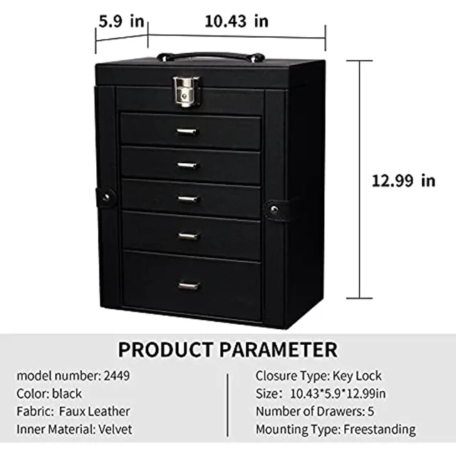 Product parameter diagram marking the cabinet in inches