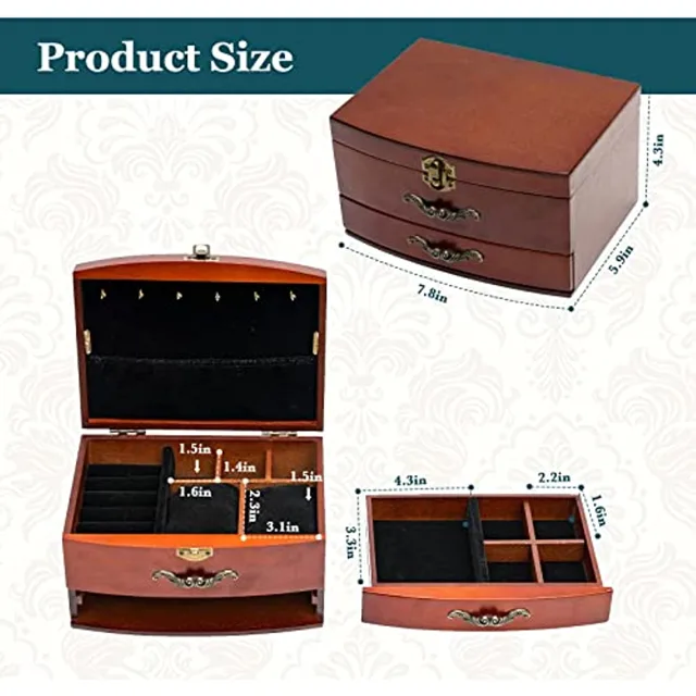 Product size diagram of the wooden chest in centimetres