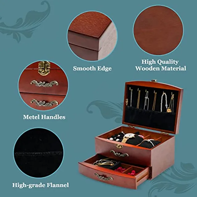 Infographic detailing the wood, metal handles and flannel lining