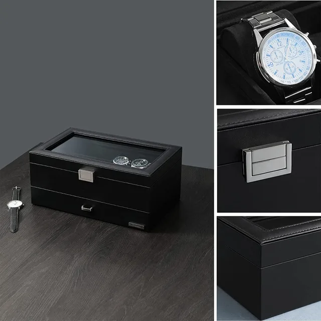 Four-panel detail sheet of the black box lid, clasp and cushion