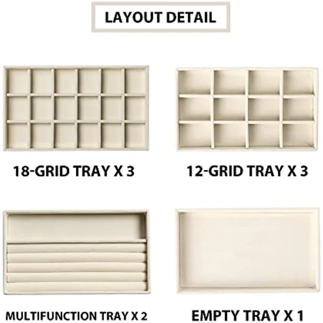 Layout infographic counting grid, ring, multifunction and empty trays