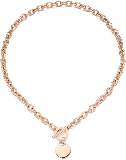 Rose gold heart pendant necklace shown alone