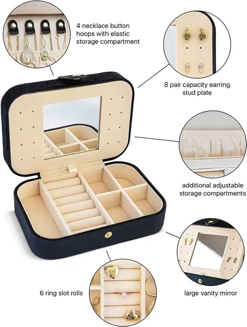 Infographic labeling the beaded necklace holder and ring slots