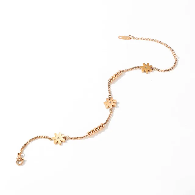 Flower anklet shown in a soft curve