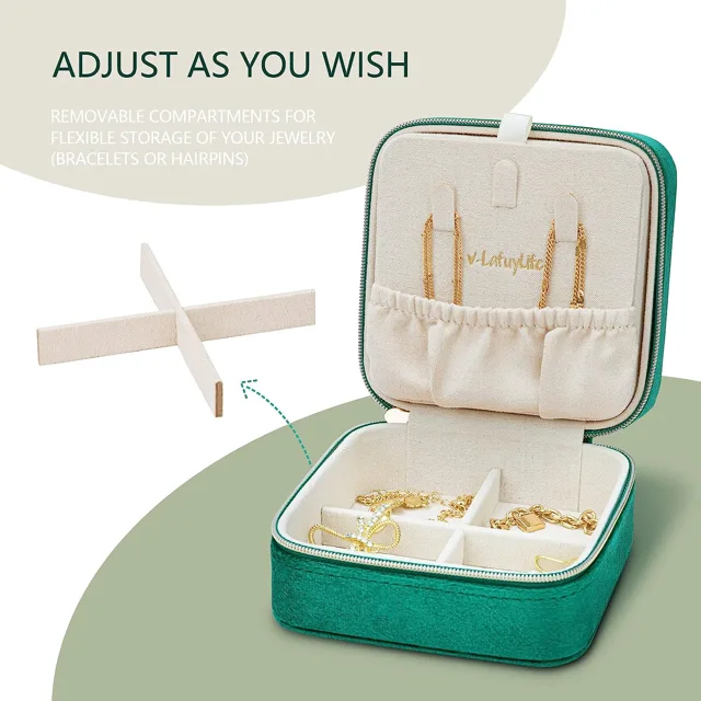 Green case infographic showing the adjustable dividers