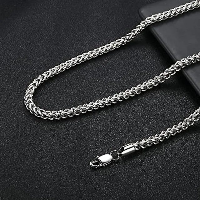 Silver wheat chain clasp close-up