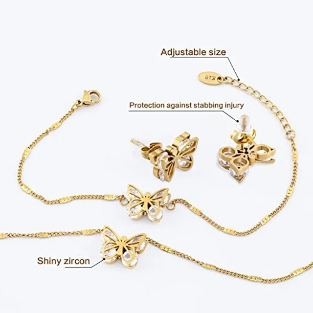 Infographic noting the adjustable chain and plated finish