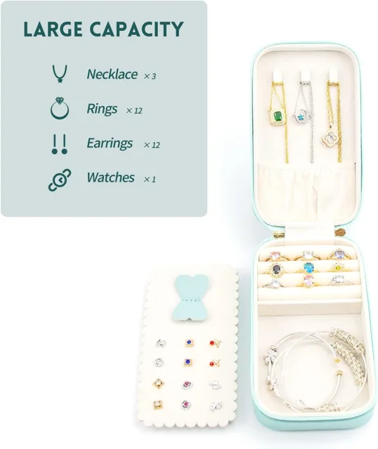 Infographic counting necklace, ring, earring and bracelet capacity