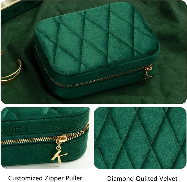 Infographic detailing the zipper puller and quilted velvet