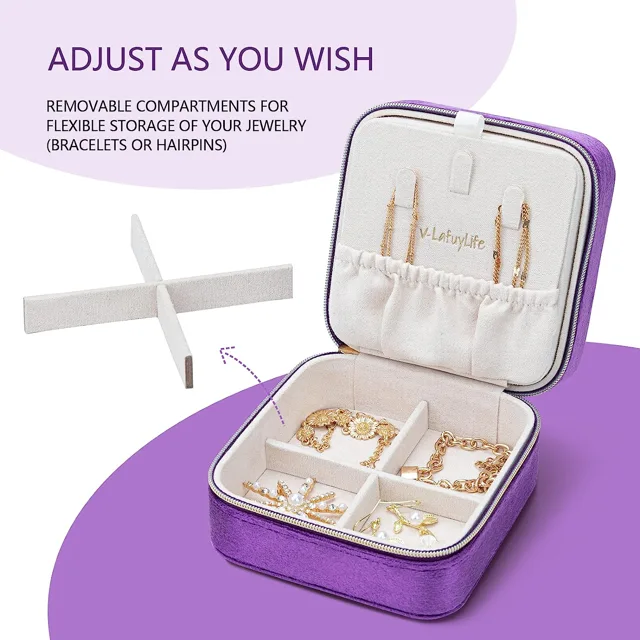 Purple case infographic showing the adjustable dividers