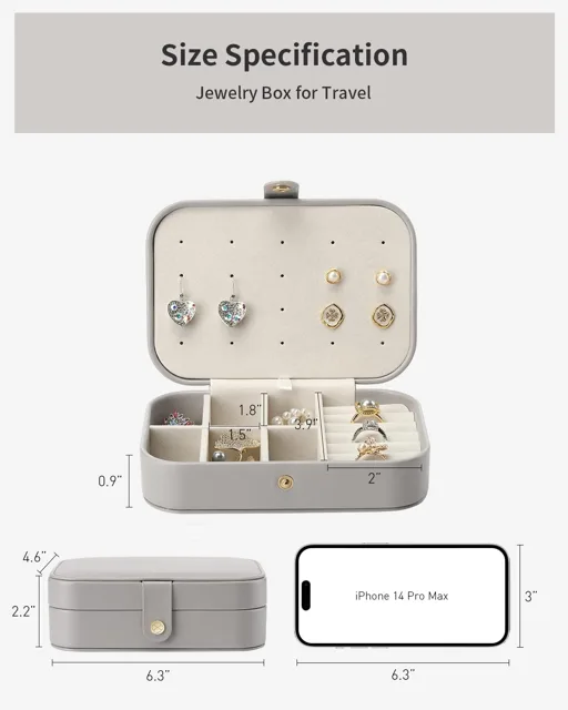 Grey box size specification diagram marked in inches