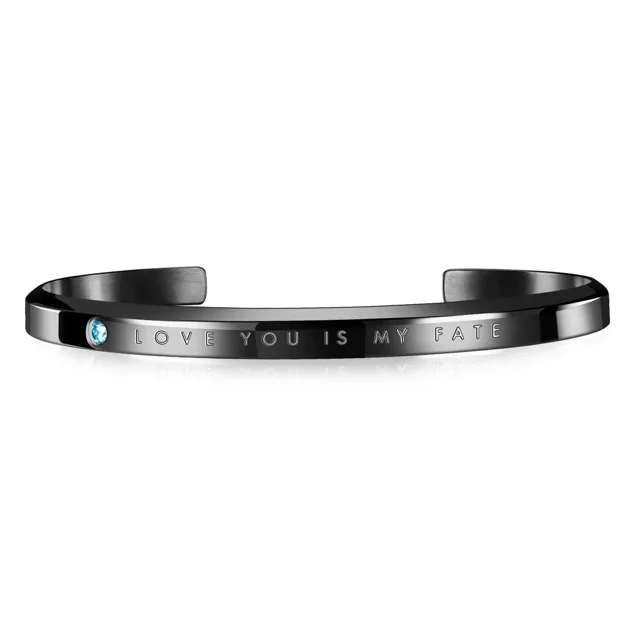 Black engraved cuff, close view