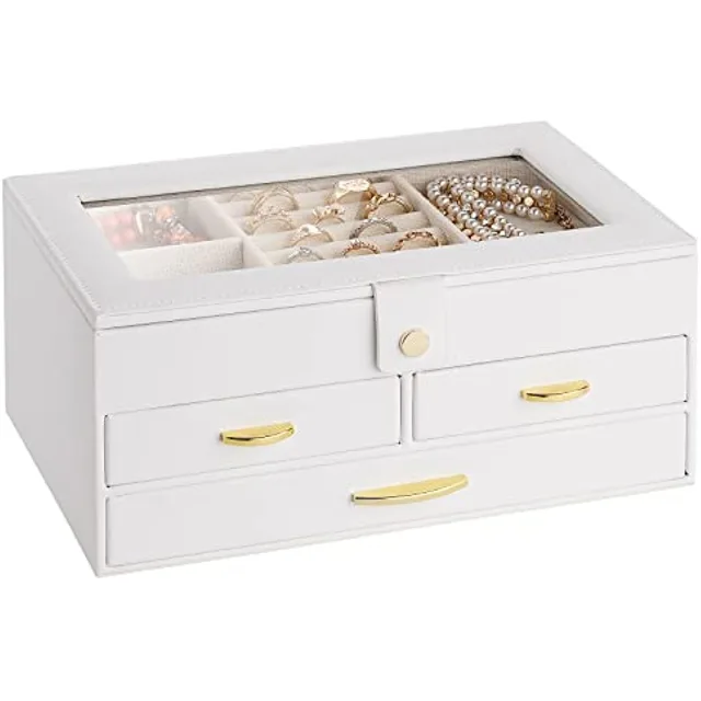 White jewelry box closed, front view