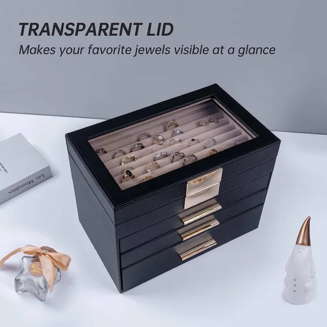 Transparent lid infographic of the black cabinet