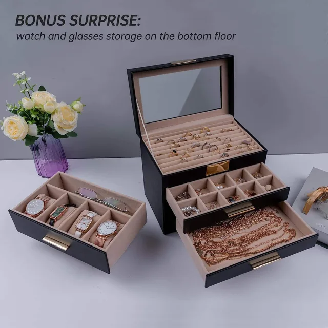 Bonus storage infographic of the black cabinet with flowers