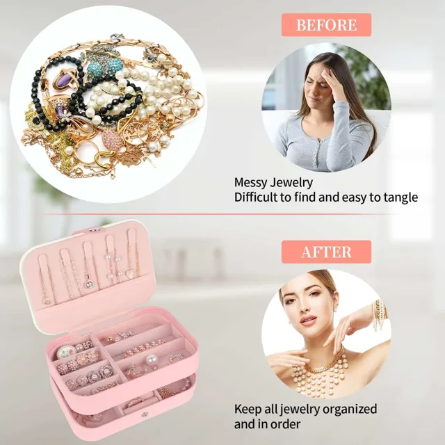 Before and after infographic of jewelry organized into tiers