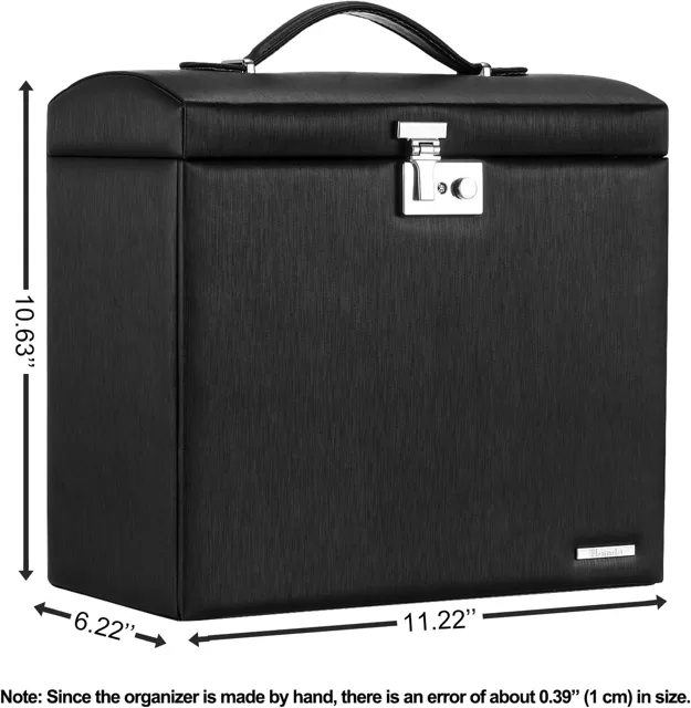 Dimension diagram of the black cabinet, fully locking