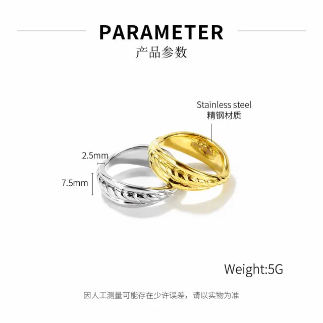 Parameter diagram of the braided ring, 5 grams