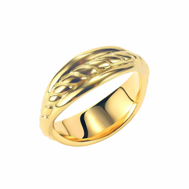 Gold braided band ring, second angle
