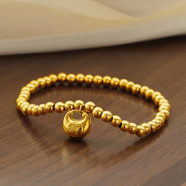 316L stainless steel bead bracelet with small round beads strung on stretch cord - OEM wholesale