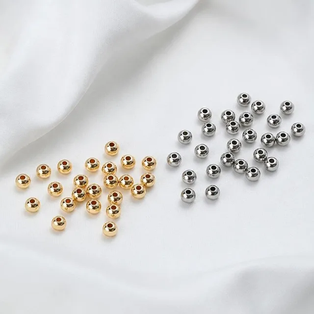 stainless steel beads in two finishes, raw steel and gold plated, bead bracelet components