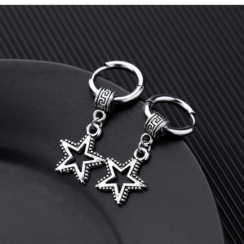 Silver Stainless Steel Earrings: Unique 1-Star Design, Firm and Scratch-resistant