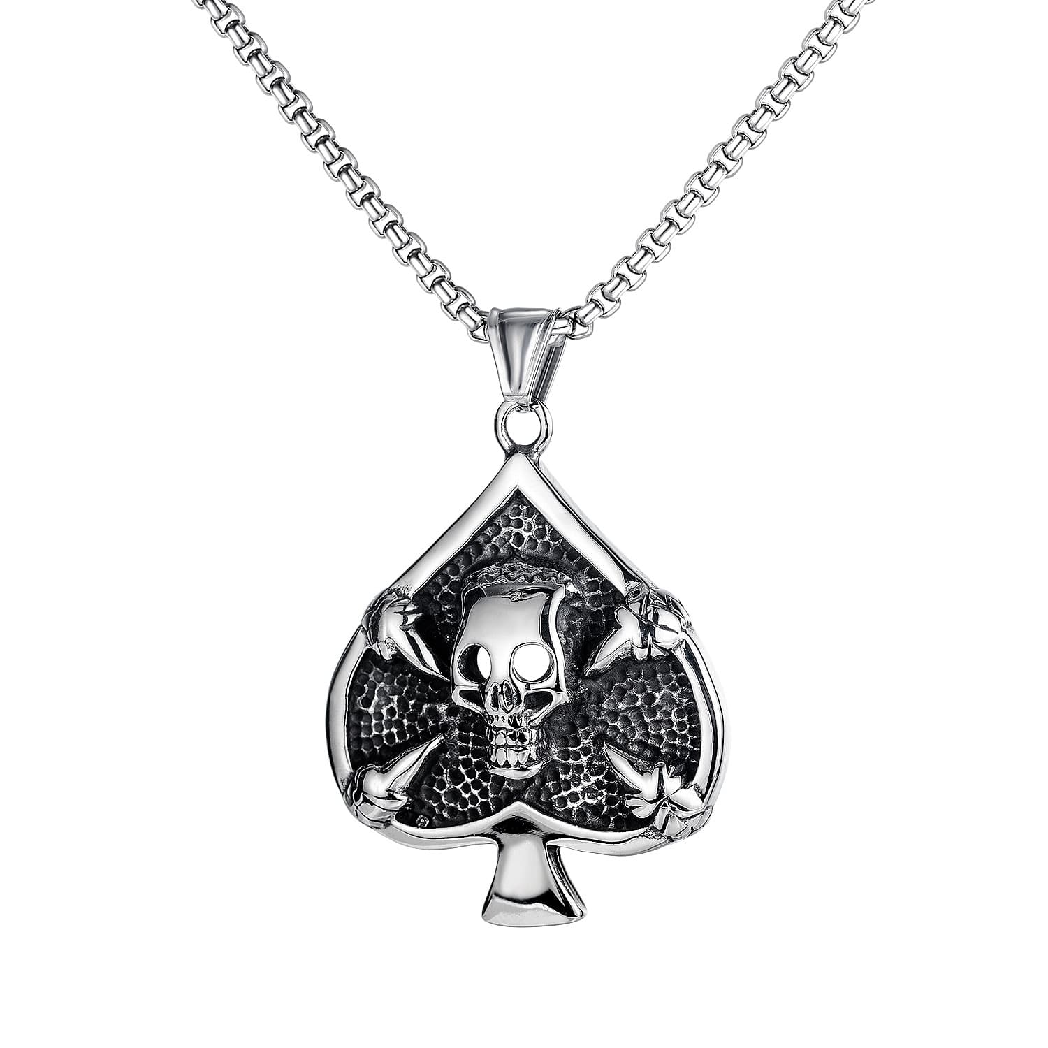 Custom Stainless Steel Necklace- Personality Poker of Spades Pendant