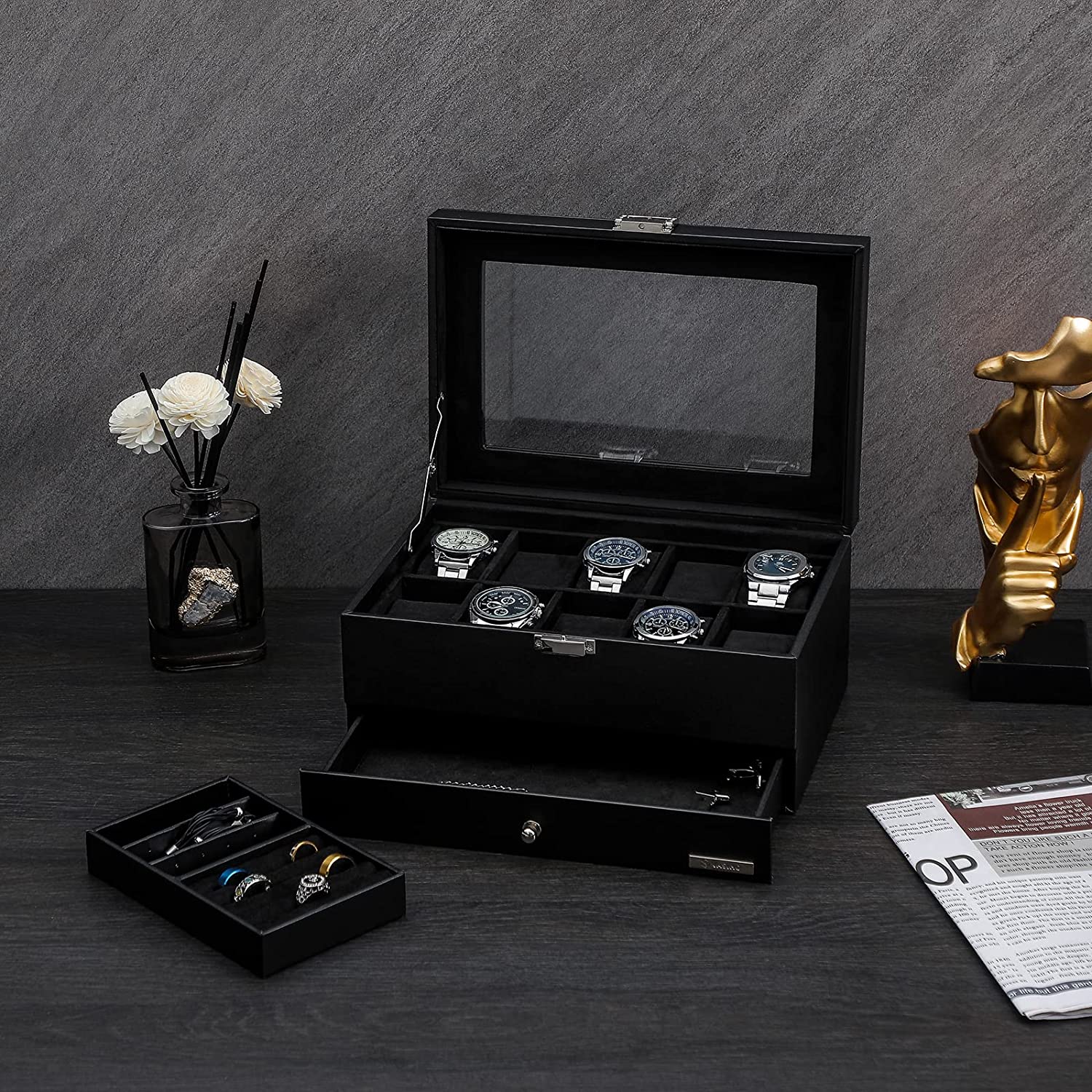 Leather Storage Box for Watches and Jewelry- Luxury Gift for Best Friend