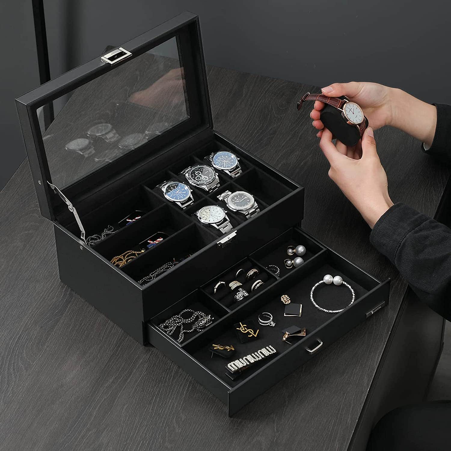 Leather Storage Box for Watches and Jewelry- Luxury Gift for Best Friend