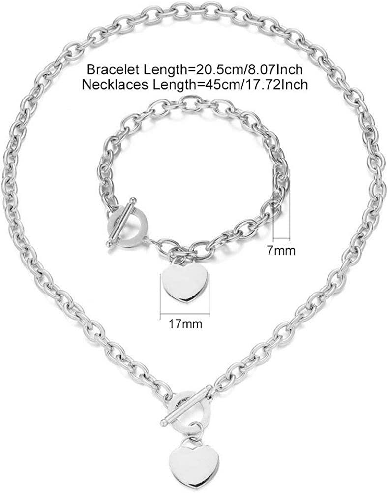 Silver set dimension diagram marking bracelet and necklace lengths