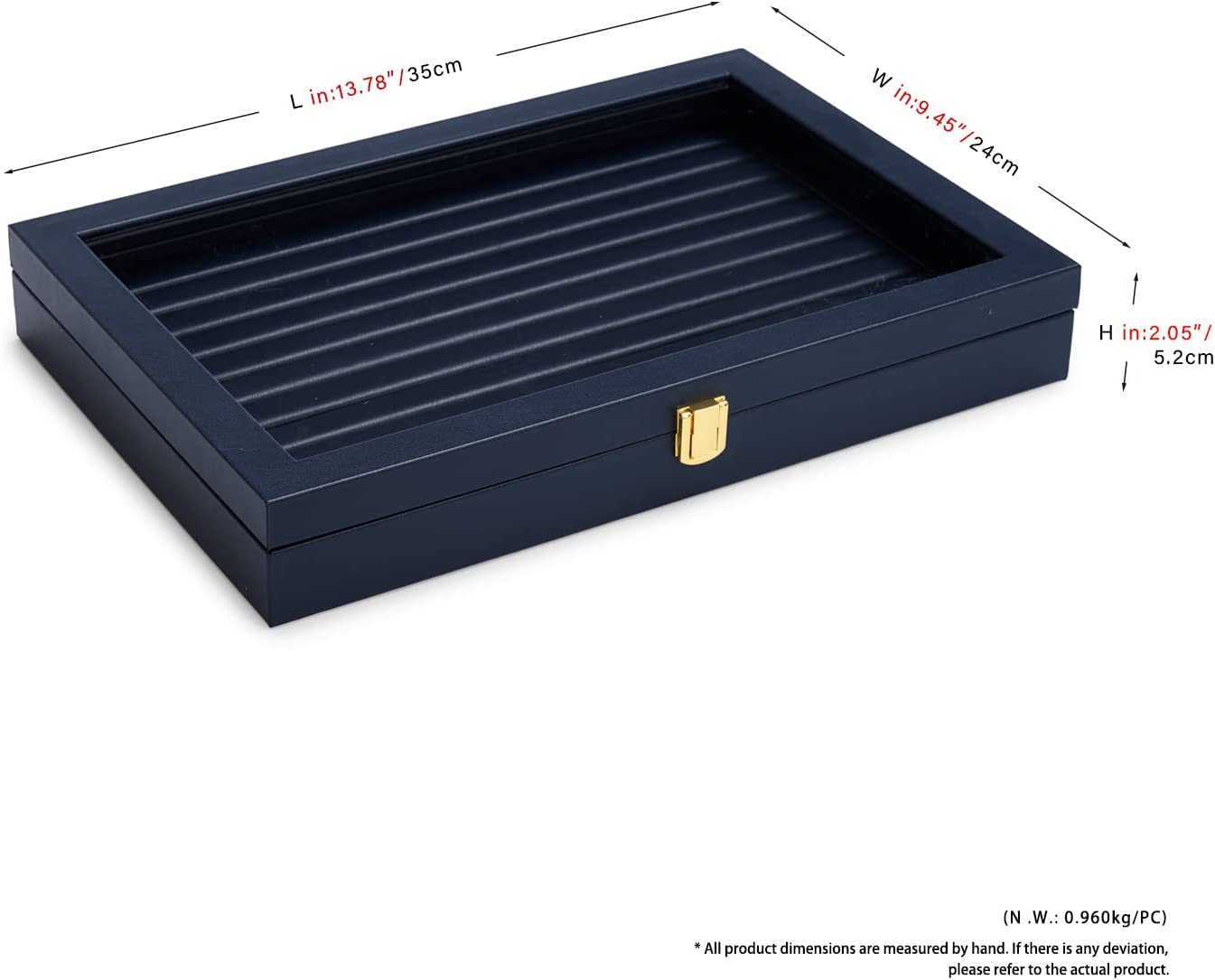 Dimension diagram of a navy ring roll tray with slot rows