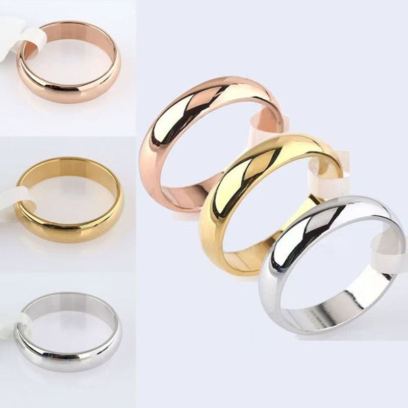 Stainless steel couple ring with a geometric round shape, electroplated