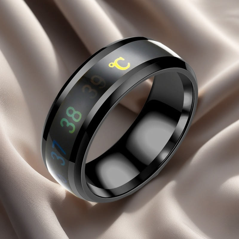Titanium steel ring with thermochromic color-changing effect