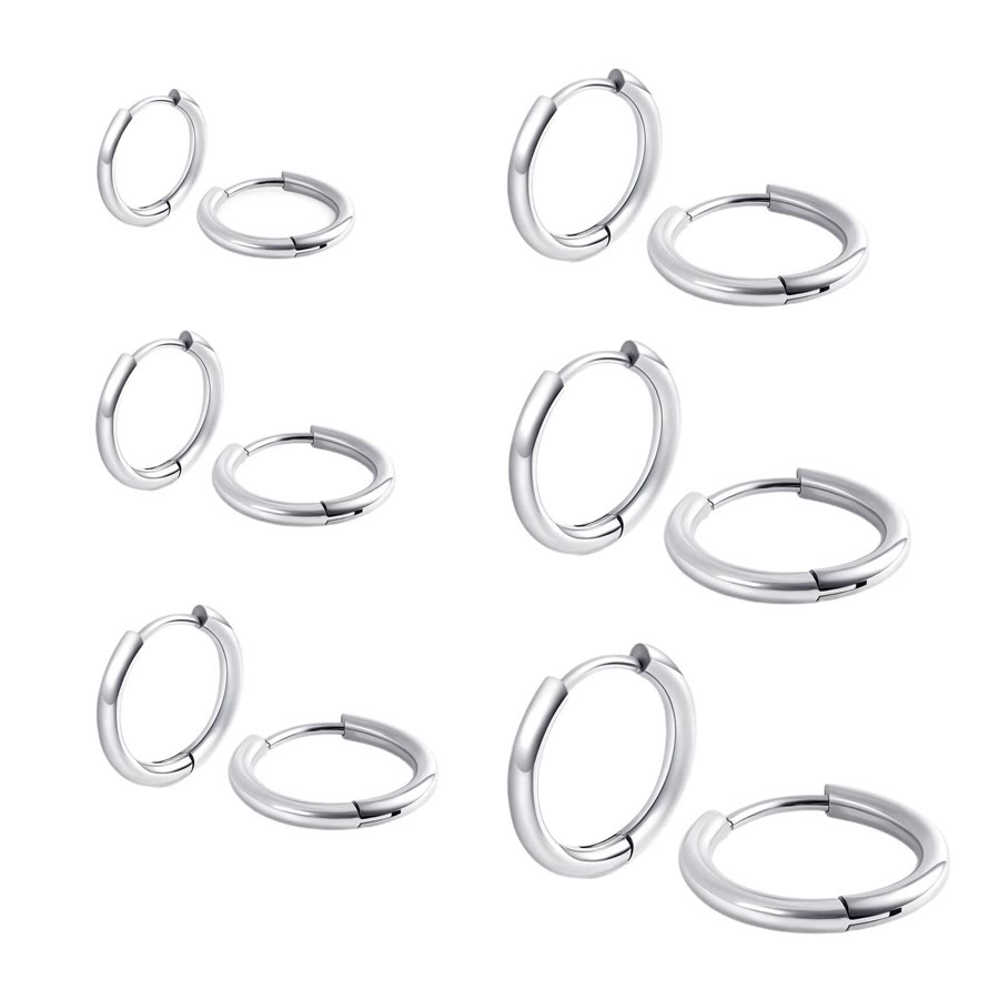 Thin stainless steel hoop earring, unisex