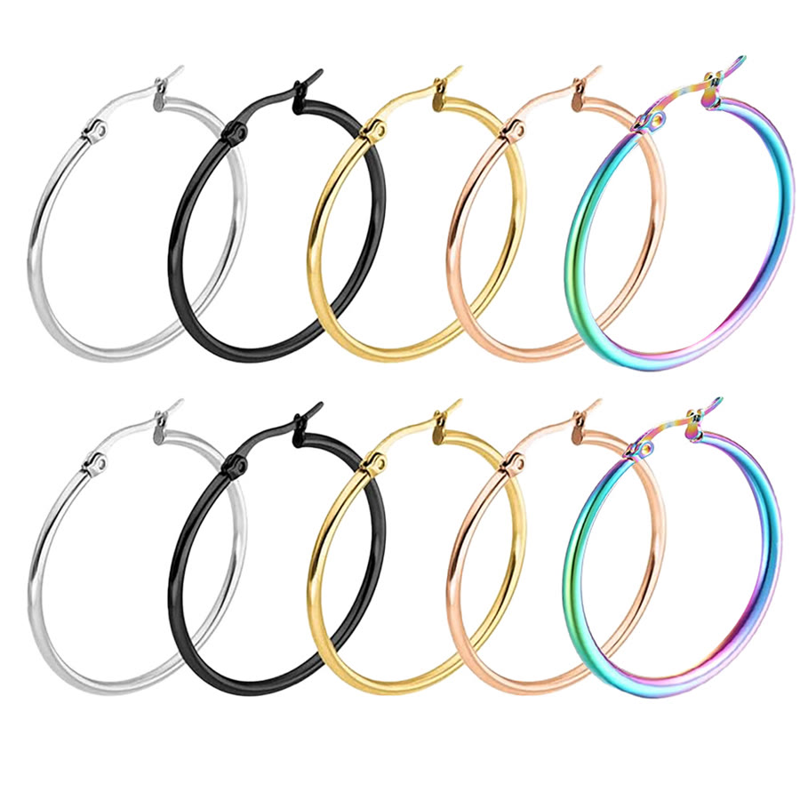 Oversized stainless steel hoop earring, bold style