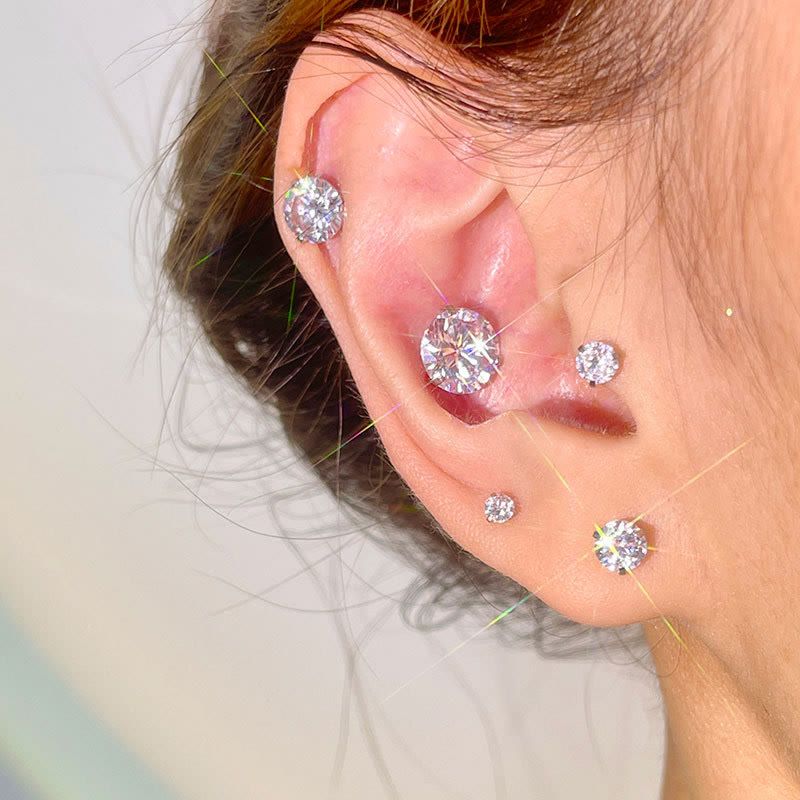 Flat titanium steel stud earring for earlobe healing, sleep-safe