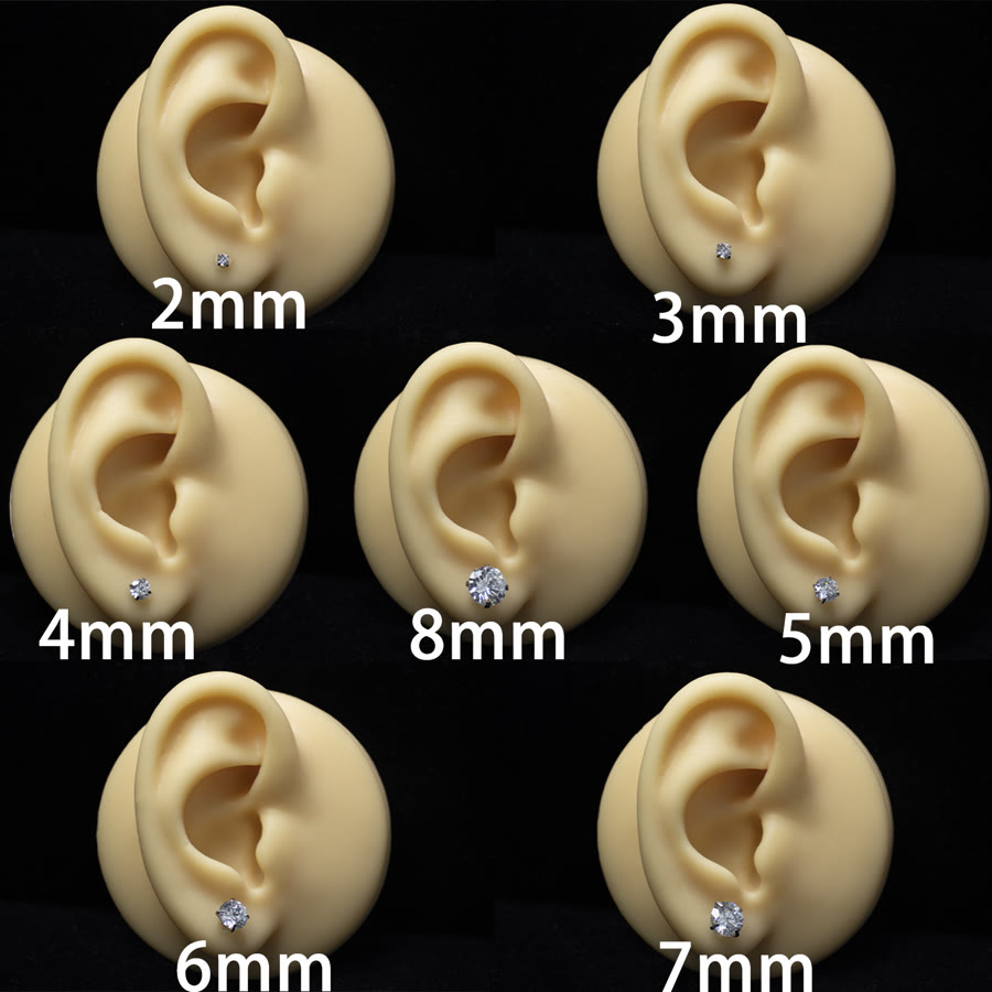 Titanium steel flat disk ear stud with zircon, for helix and tragus