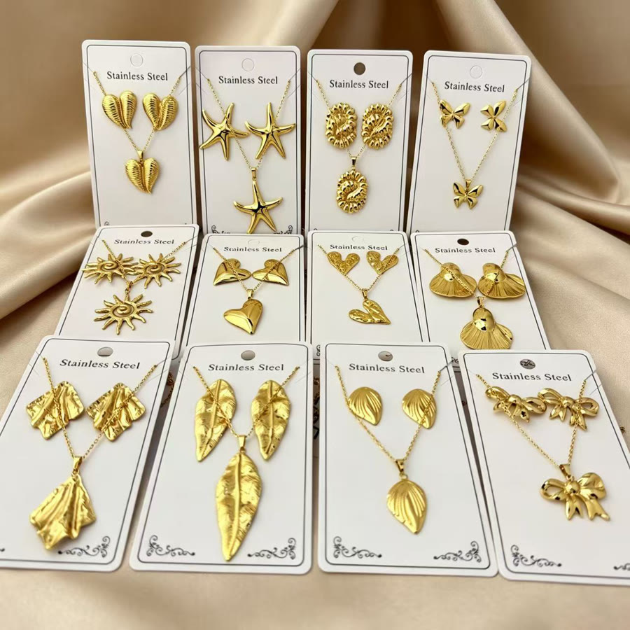 Titanium steel butterfly necklace and earring set