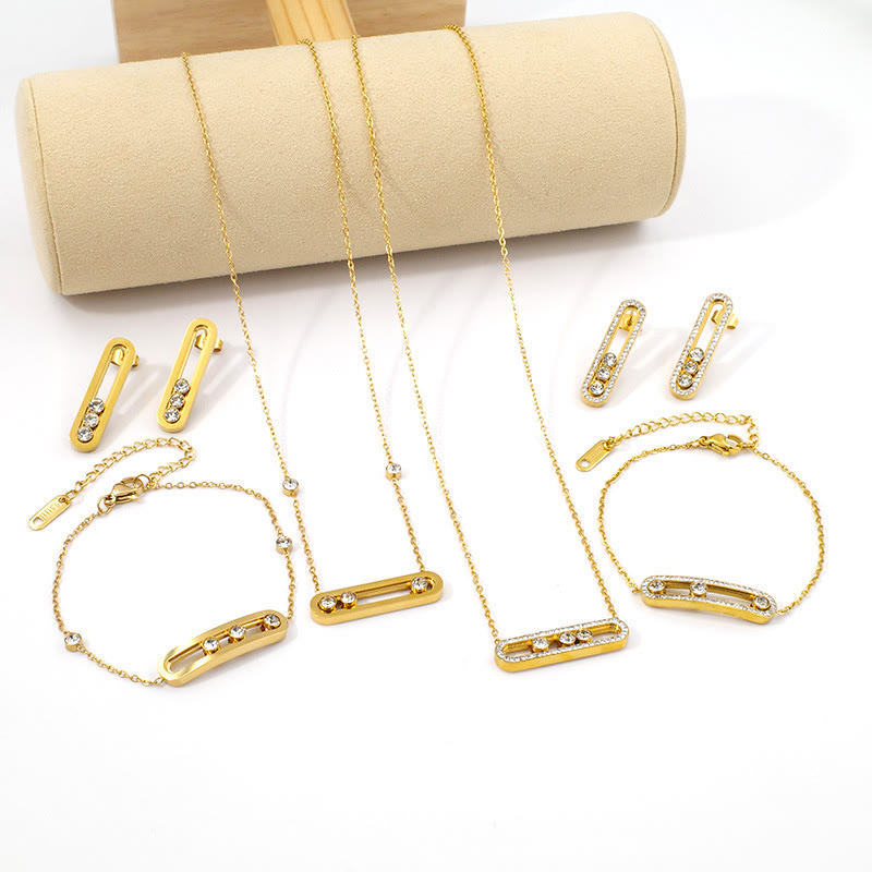 Titanium steel necklace, bracelet and earring set