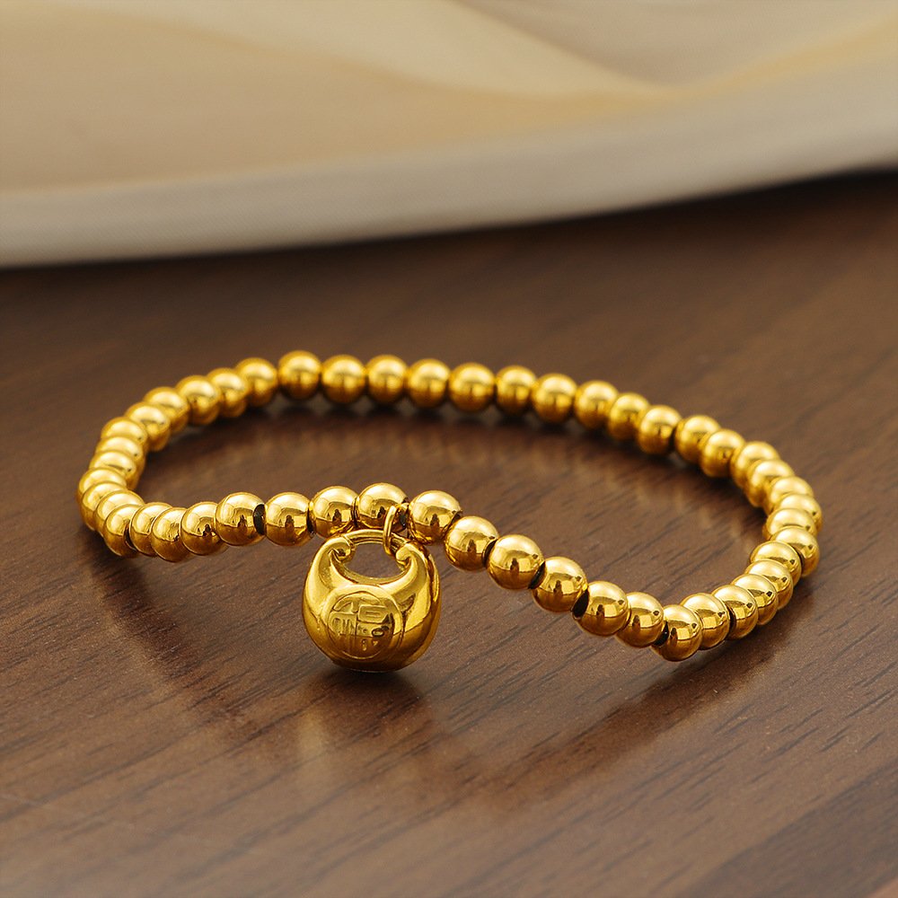 316L stainless steel bead bracelet with small round beads strung on stretch cord - OEM wholesale