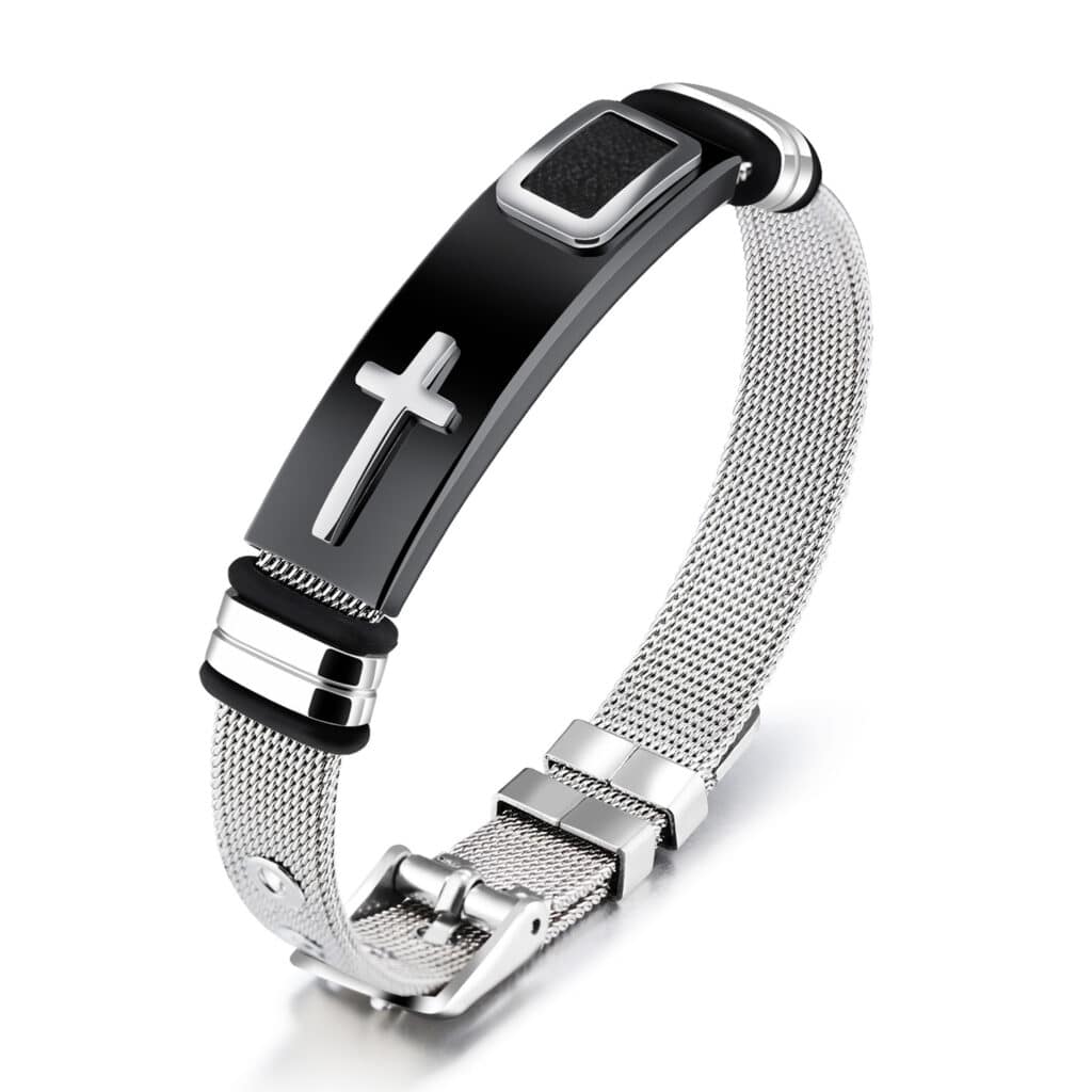 FSC CRAFT Men’s Cross Stainless Steel Watch Strap Bracelets