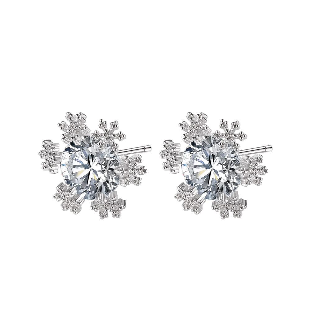 Versatile Snowflake with Zircon Copper Stud Earrings