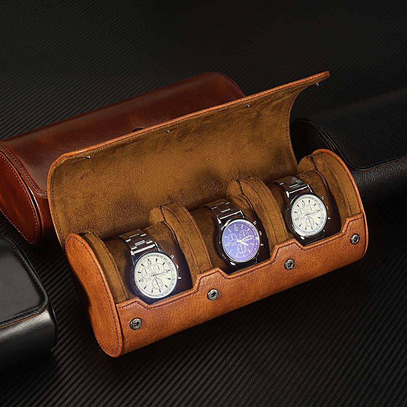 PU leather travel watch box roll for men