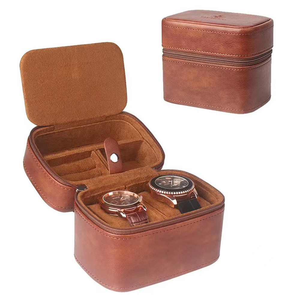 men's PU leather watch and jewelry travel case